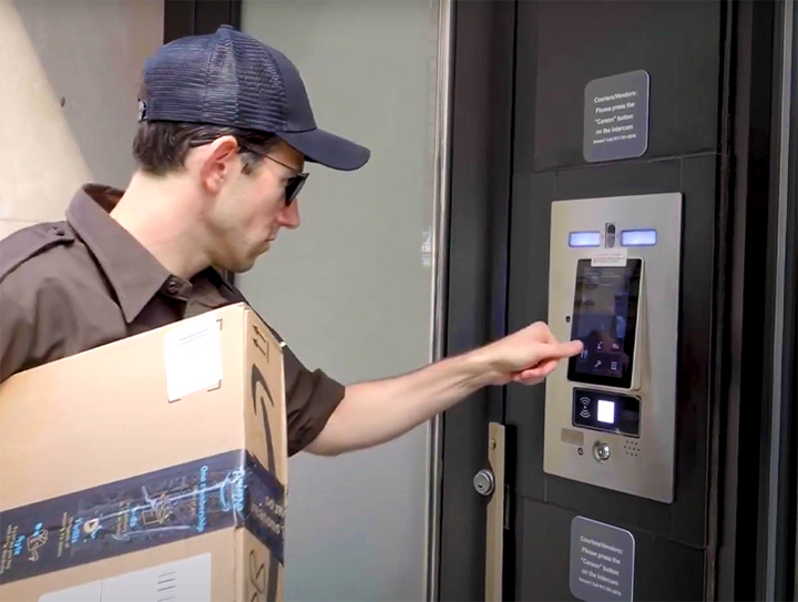 Amazon delivery calls Carson remote concierge via door intercom