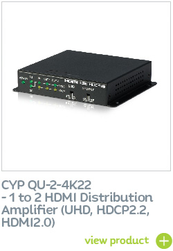 CYP QU-2-4K22 1 to 2 HDMI Distribution Amplifier (UHD, HDCP2.2, HDMI2.0)